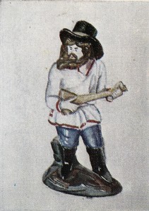 Игрушка Мужик с балалайкой . Акварель Е.М. Беляковой. 1918