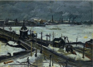 Леонид Павлович Зусман "Городской пейзаж с мостом", 1926